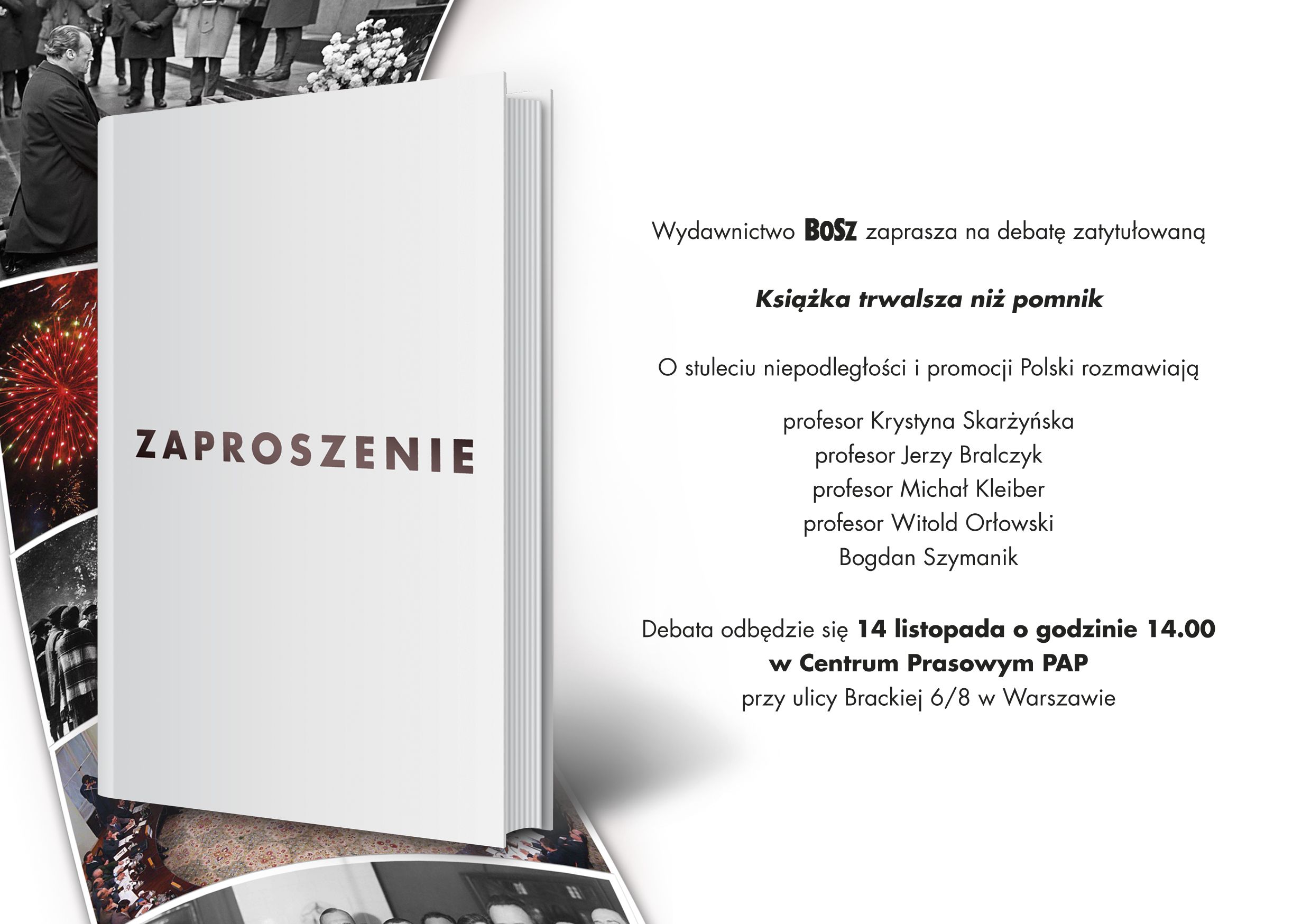 Zaproszenie na debatę "Książka trwalsza niż pomnik"